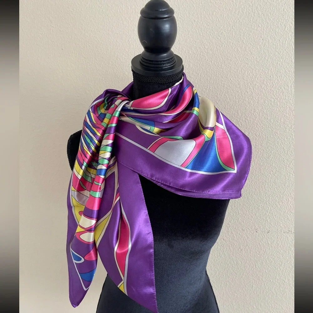 NEW| Women’s Boho Colorful Print Graphic Imitation Silk Bandana Headscarf